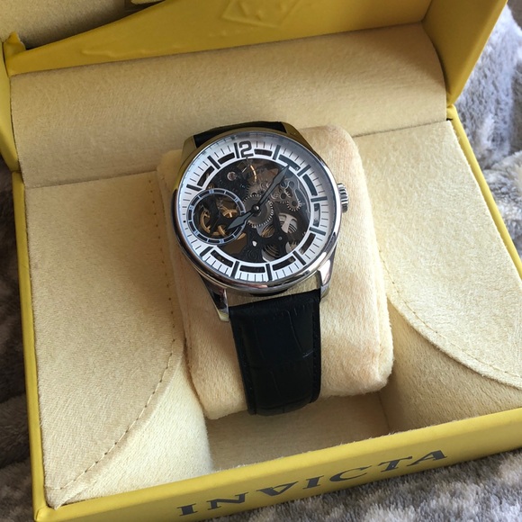 Invicta Other - Invicta Men’s Watch silver dial and black leather